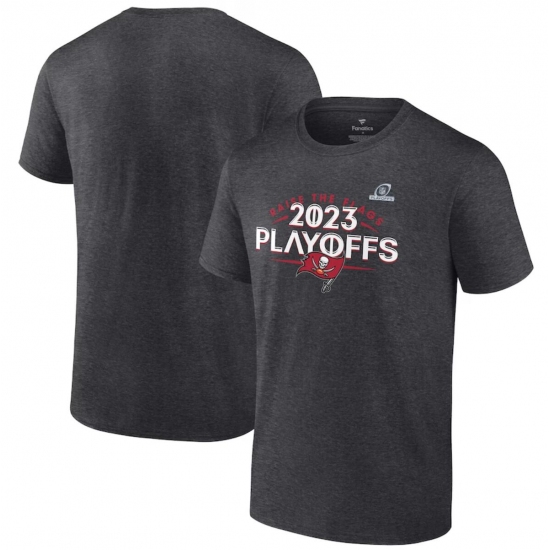 Men's Tampa Bay Buccaneers Heather Charcoal 2023 Playoffs T-Shirt - Vujersey Los Angeles Rams