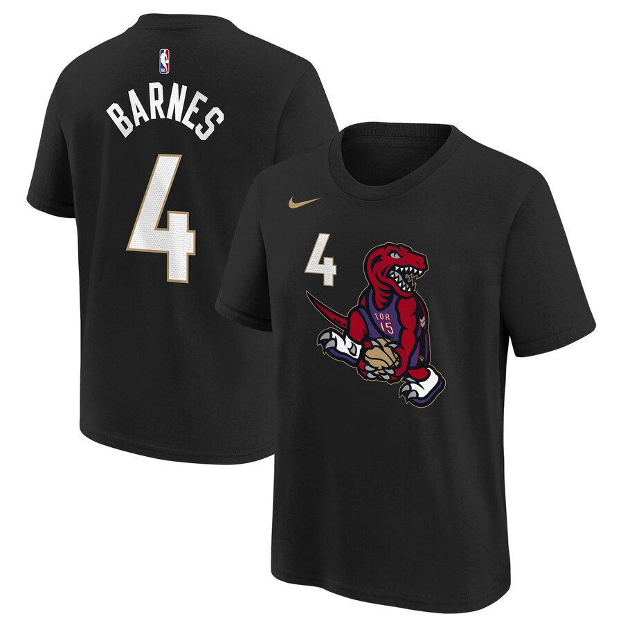 Youth Toronto Raptors Scottie Barnes Nike Black 2024/25 City Edition Name & Number T-Shirt - Vujersey Los Angeles Rams