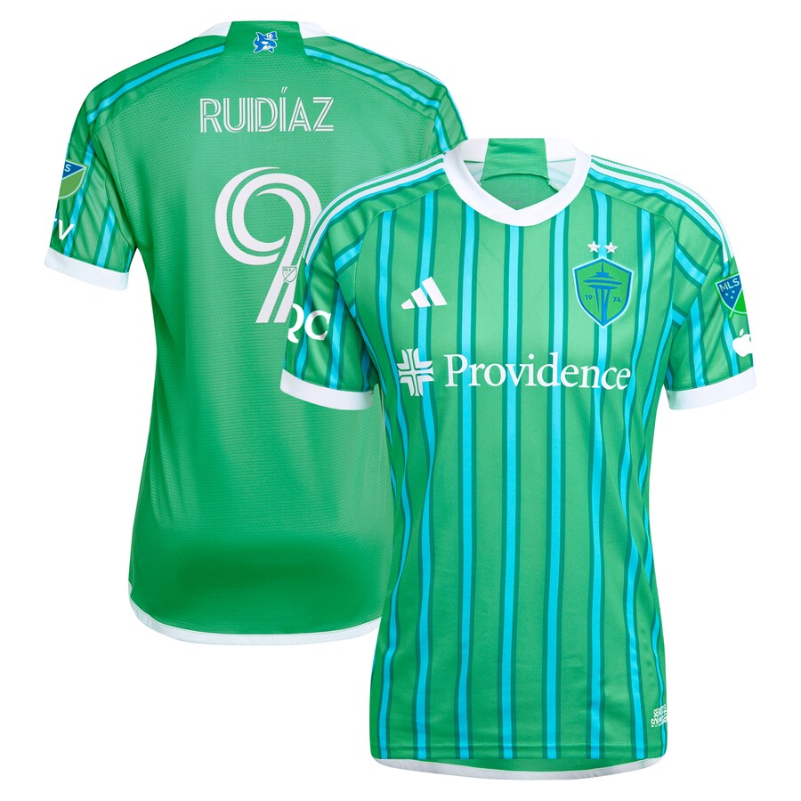 Men's Seattle Sounders FC Raul Ruidiaz adidas Green 2024 The Anniversary Kit Authentic Player Jersey - Vujersey Los Angeles Rams