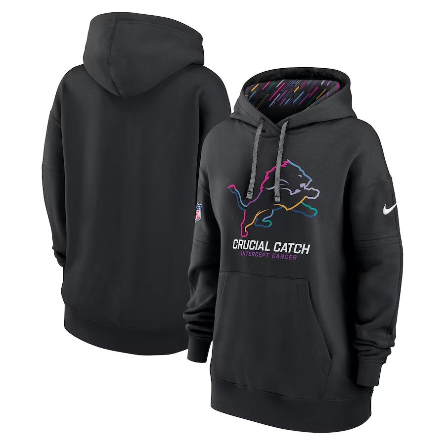 Women's Detroit Lions  Nike Black 2024 NFL Crucial Catch Club Pullover Hoodie - Vujersey Los Angeles Rams