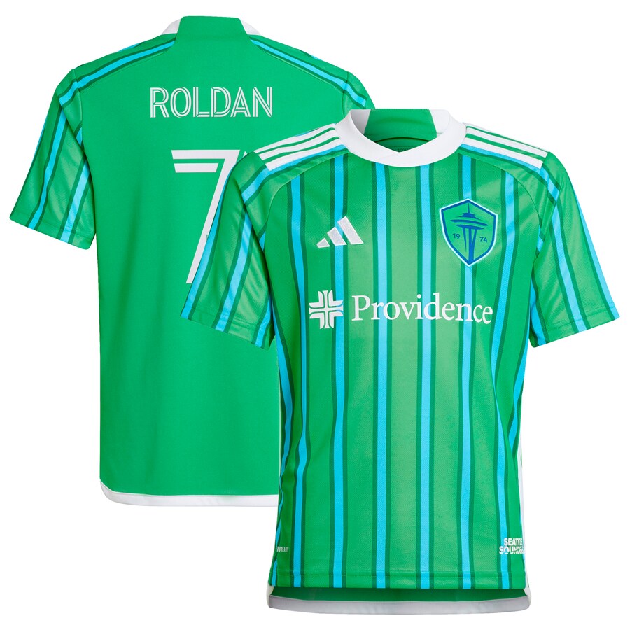 Youth Seattle Sounders FC Cristian Roldan adidas Green 2024 The Anniversary Kit Replica Player Jersey - Vujersey Los Angeles Rams