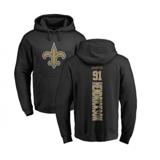 Football New Orleans Saints #91 Trey Hendrickson Black Backer Pullover Hoodie - Vujersey Los Angeles Rams