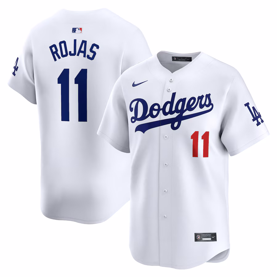 Men's Los Angeles Dodgers Miguel Rojas Nike White Home Limited Player Jersey - Vujersey Los Angeles Rams
