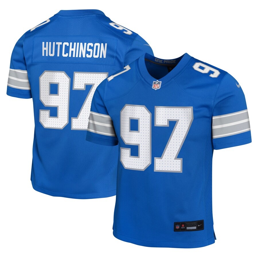 Youth Detroit Lions Aidan Hutchinson Nike Blue Team Player Game Jersey - Vujersey Los Angeles Rams