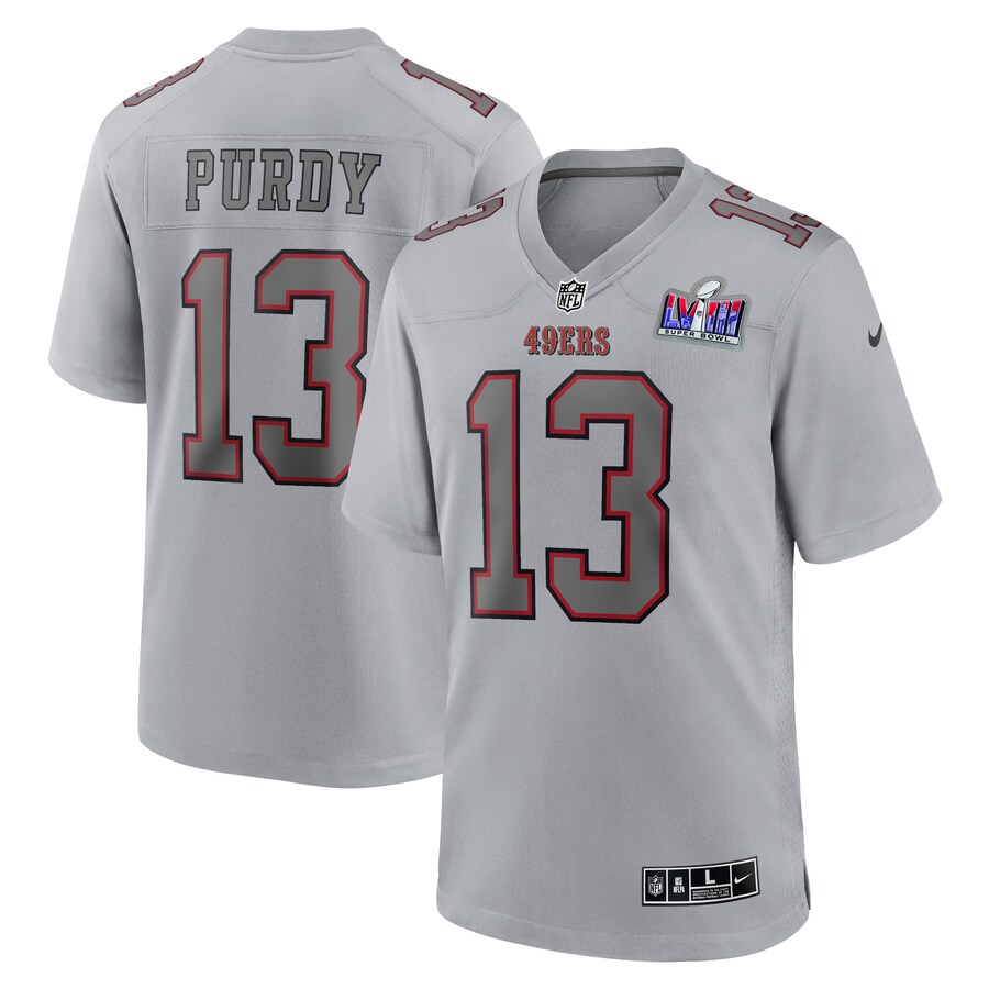 Men's San Francisco 49ers Brock Purdy Nike Gray Super Bowl LVIII Atmosphere Fashion Game Jersey - Vujersey Los Angeles Rams