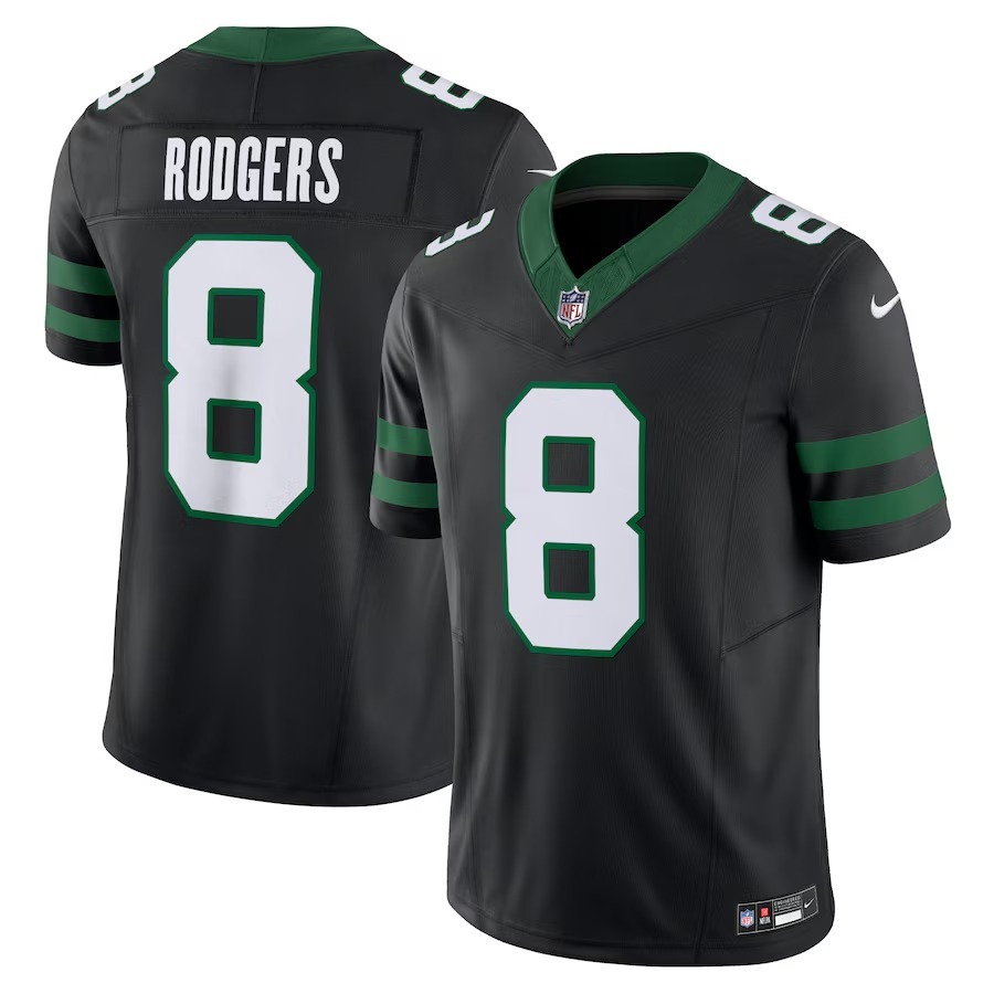Men's New York Jets Aaron Rodgers Nike Legacy Black Alternate Vapor F.U.S.E. Limited Jersey - Vujersey Los Angeles Rams