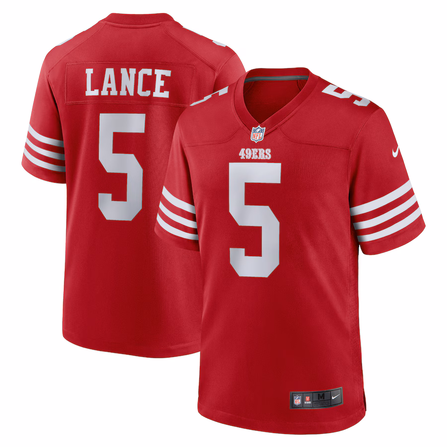 Men's San Francisco 49ers Trey Lance Nike Scarlet Game Player Jersey - Vujersey Los Angeles Rams