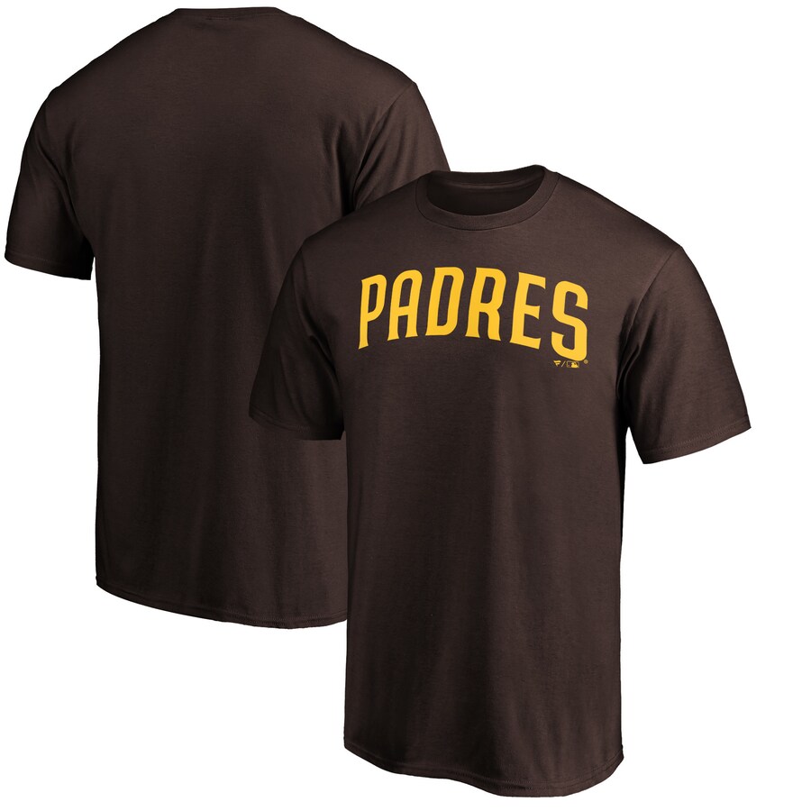 Men's San Diego Padres Brown Official Wordmark T-Shirt - Vujersey Los Angeles Rams