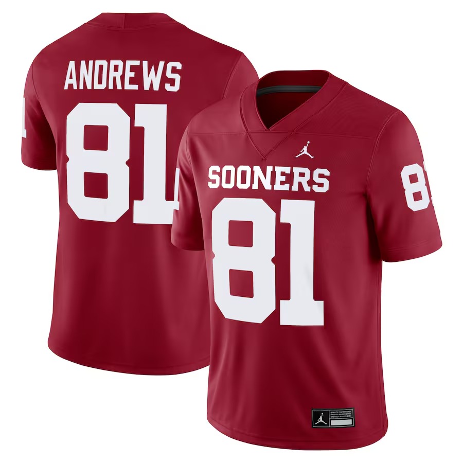 Men's Jordan Brand Mark Andrews Crimson Oklahoma Sooners Alumni Player Game Jersey - Vujersey Los Angeles Rams