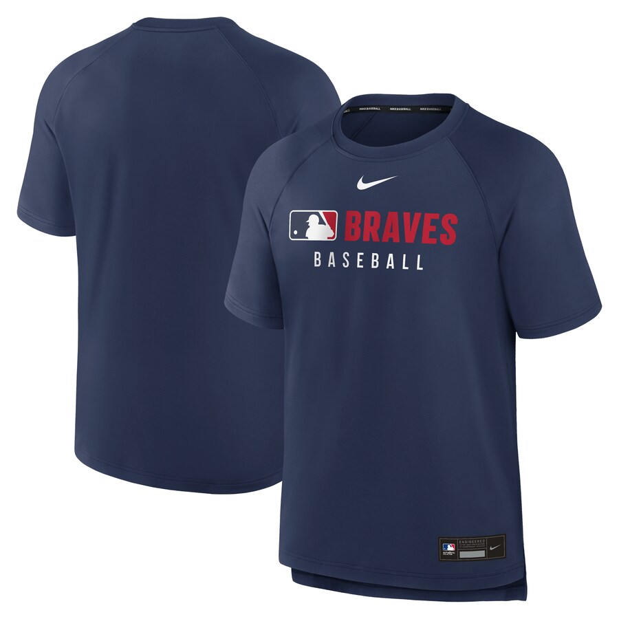 Men's Atlanta Braves Nike Navy Authentic Collection Pregame Raglan Performance T-Shirt - Vujersey Los Angeles Rams