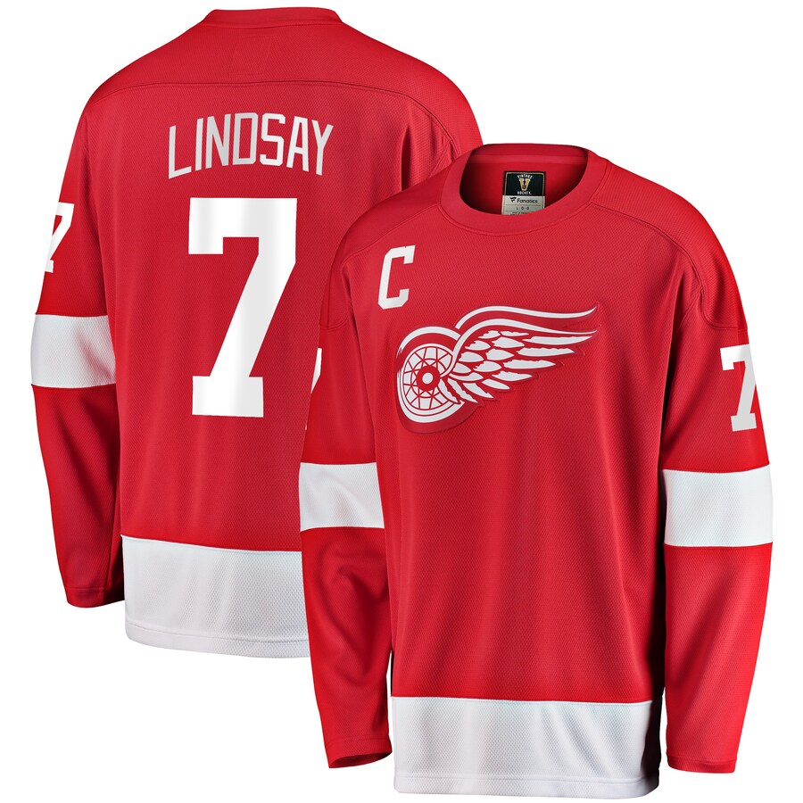 Men's Detroit Red Wings Ted Lindsay Fanatics Branded Red Premier Breakaway Retired Player Jersey - Vujersey Los Angeles Rams