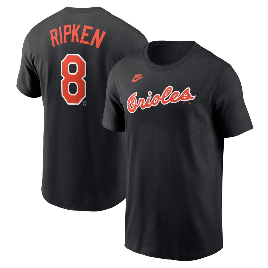 Men's Baltimore Orioles Nike Black Cooperstown Collection Fuse Name & Number T-Shirt - Vujersey Los Angeles Rams