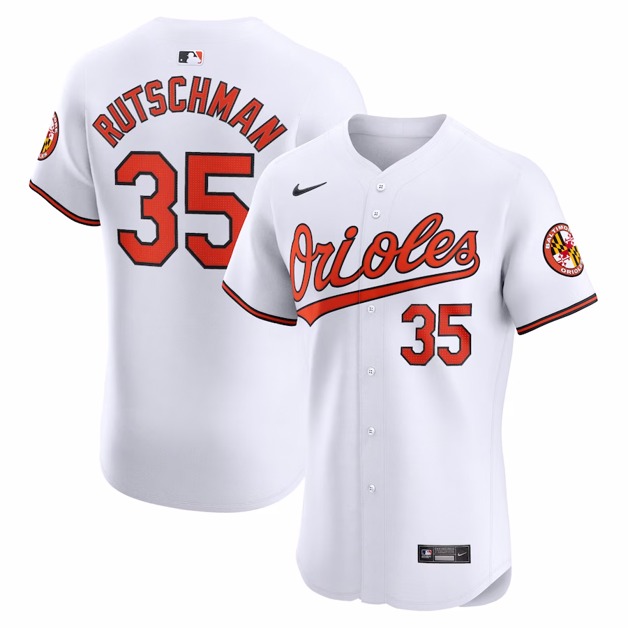 Men's Baltimore Orioles Adley Rutschman Nike White Home Elite Jersey - Vujersey Los Angeles Rams
