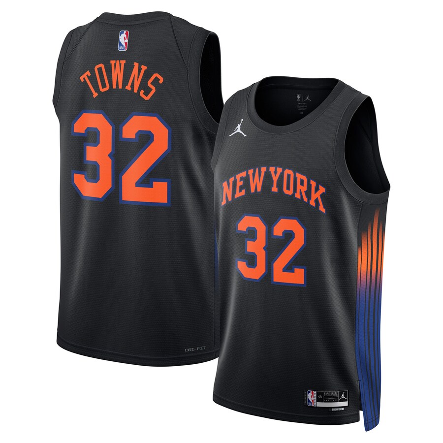 Unisex New York Knicks Karl-Anthony Towns Jordan Brand Black Swingman Jersey - Statement Edition - Vujersey Los Angeles Rams
