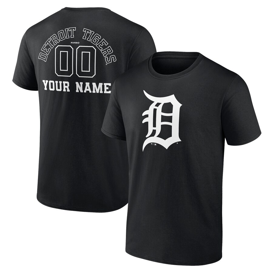 Men's Detroit Tigers Black Monochrome Personalized Name & Number T-Shirt - Vujersey Los Angeles Rams