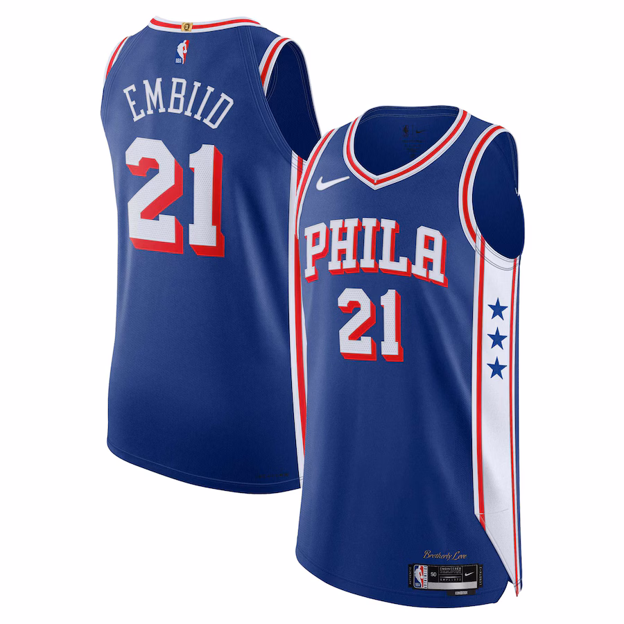 Men's Philadelphia 76ers Joel Embiid Nike Royal Authentic Jersey - Icon Edition - Vujersey Los Angeles Rams