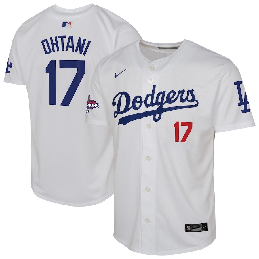 Youth Los Angeles Dodgers Shohei Ohtani Nike White 2024 World Series Champions Limited Player Jersey - Vujersey Los Angeles Rams