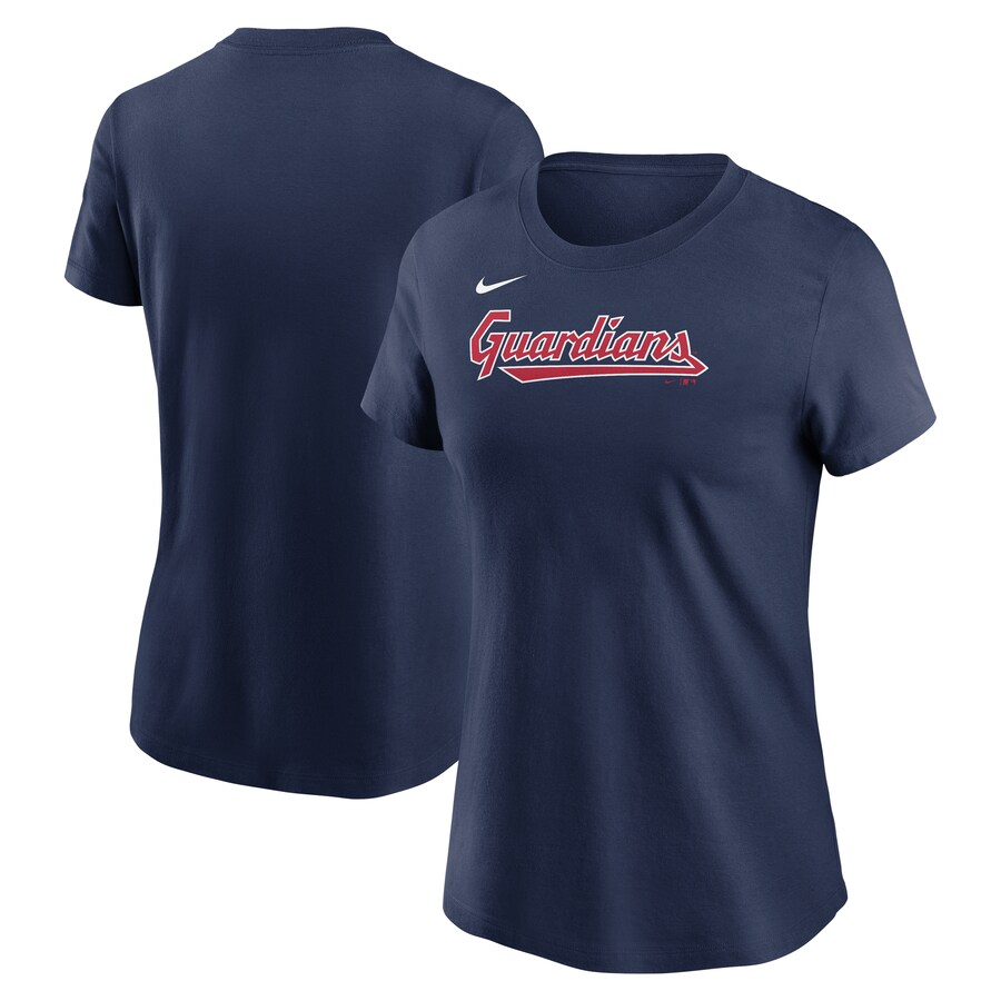 Women's Cleveland Guardians Nike Navy Fuse Wordmark T-Shirt - Vujersey Los Angeles Rams