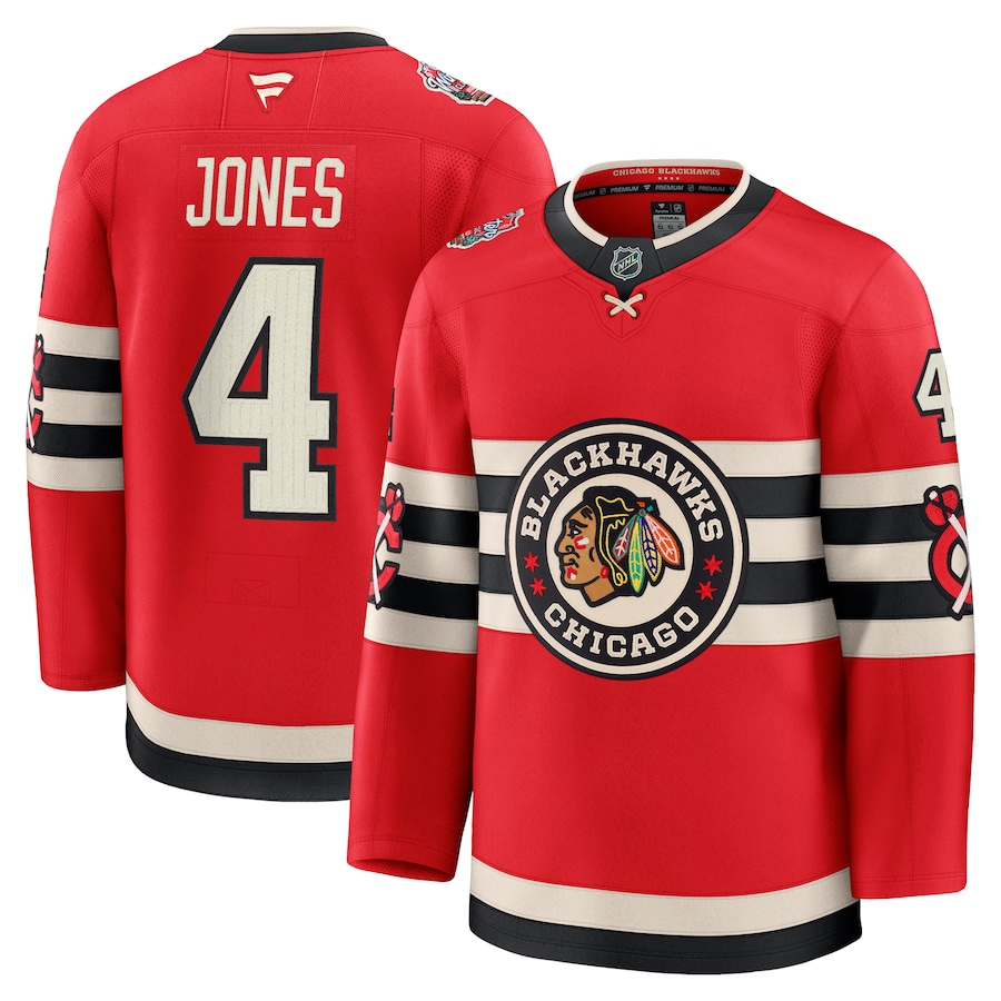 Men's Chicago Blackhawks Seth Jones Fanatics Red 2025 NHL Winter Classic Premium Player Jersey - Vujersey Los Angeles Rams