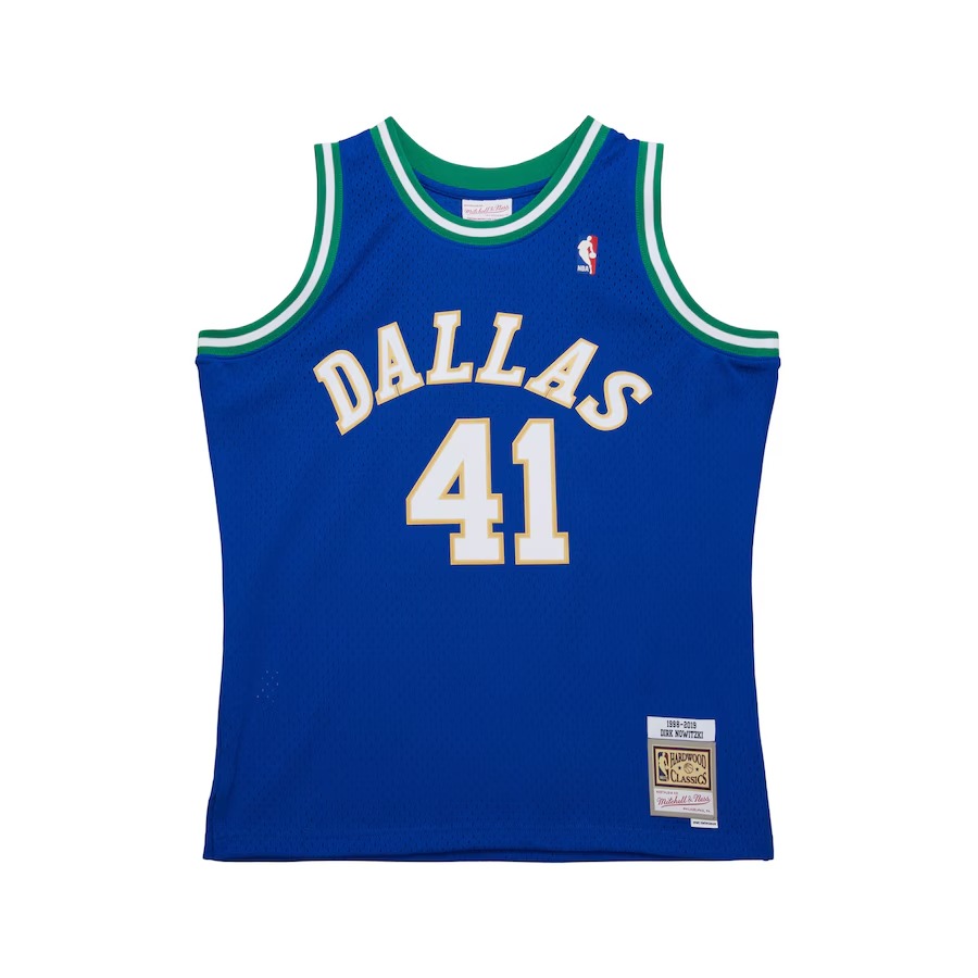 Men's Dallas Mavericks Dirk Nowitzki Mitchell & Ness Royal 1998-2019 Hardwood Classics Swingman Jersey - Vujersey Los Angeles Rams