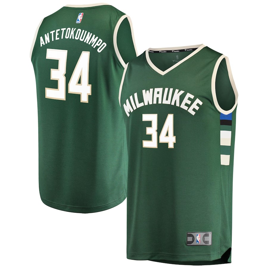 Youth Milwaukee Bucks Giannis Antetokounmpo Fanatics Hunter Green Fast Break Player Jersey - Icon Edition - Vujersey Los Angeles Rams