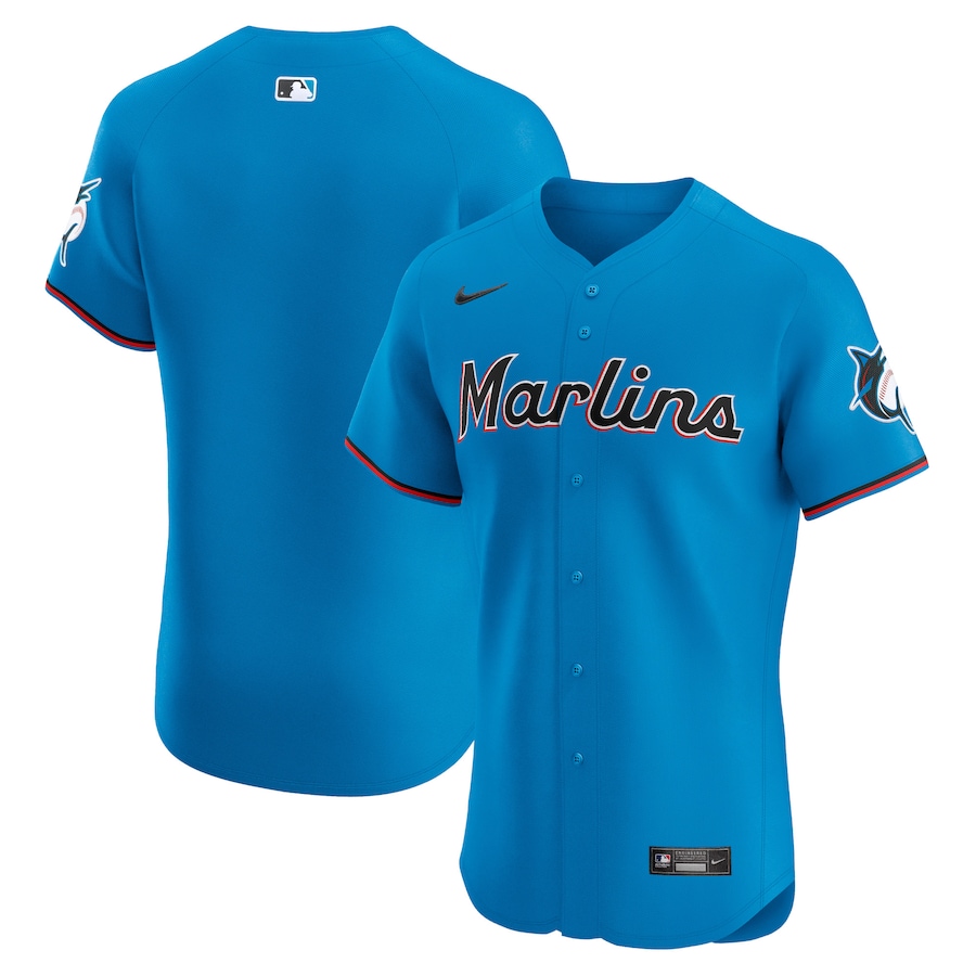Men's Miami Marlins  Nike Blue Alternate Vapor Premier Elite Patch Jersey - Vujersey Los Angeles Rams