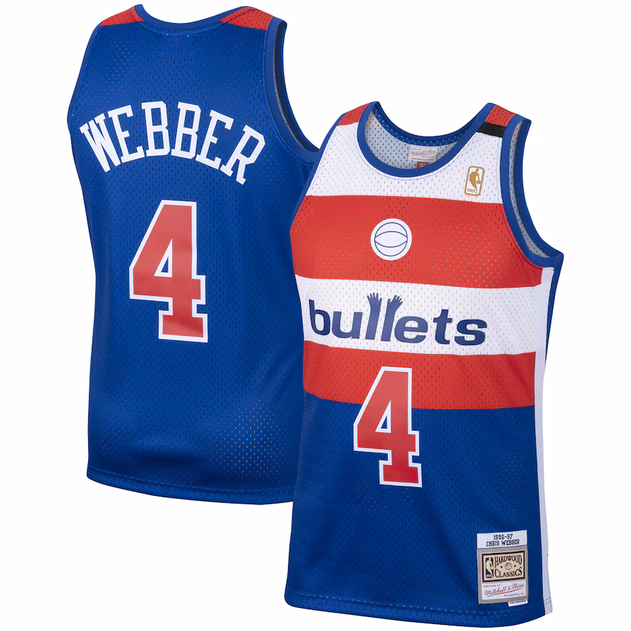 Men's Washington Bullets Chris Webber Mitchell & Ness Royal 2001/02 Hardwood Classics Swingman Jersey - Vujersey Los Angeles Rams