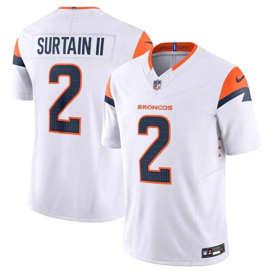 Men's Denver Broncos Patrick Surtain II Nike White Vapor F.U.S.E. Limited Jersey - Vujersey Los Angeles Rams