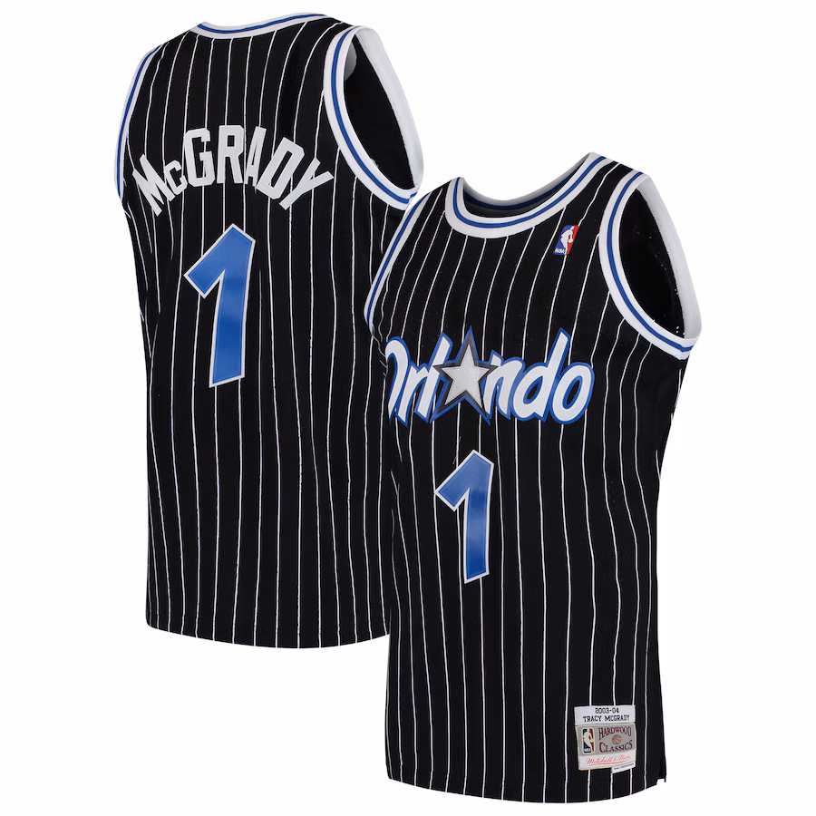 Men's Orlando Magic Tracy McGrady Mitchell & Ness Black Hardwood Classics Swingman Jersey - Vujersey Los Angeles Rams