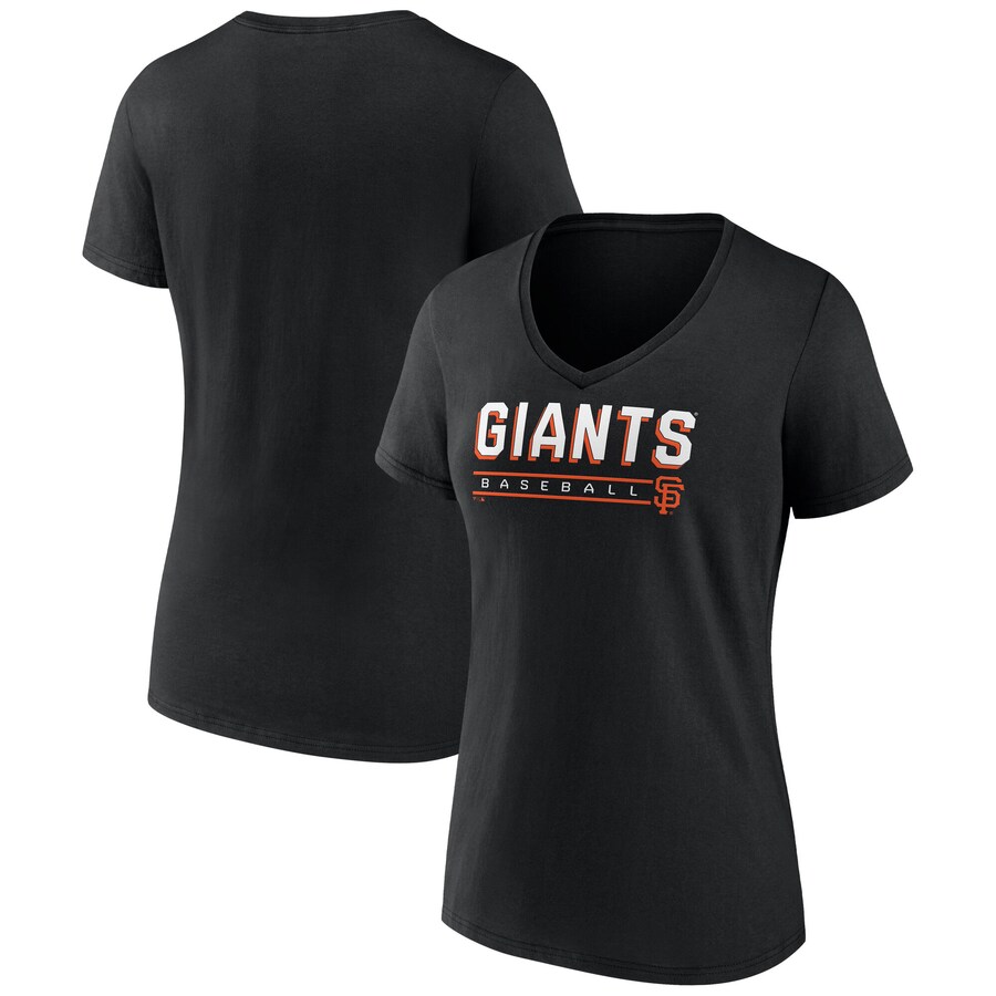 Women's San Francisco Giants Fanatics Black V-Neck T-Shirt - Vujersey Los Angeles Rams