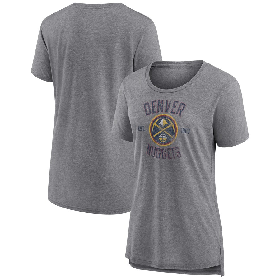 Women's Denver Nuggets Heather Gray Heritage Tri-Blend T-Shirt - Vujersey Los Angeles Rams
