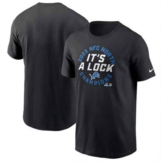 Men's Detroit Lions Black 2023 NFC West Champions T-Shirt - Vujersey Los Angeles Rams
