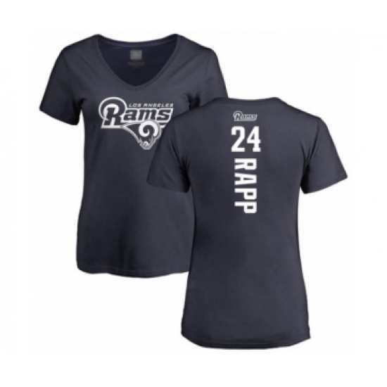 Football Women's Los Angeles Rams #24 Taylor Rapp Navy Blue Backer T-Shirt - Vujersey Los Angeles Rams