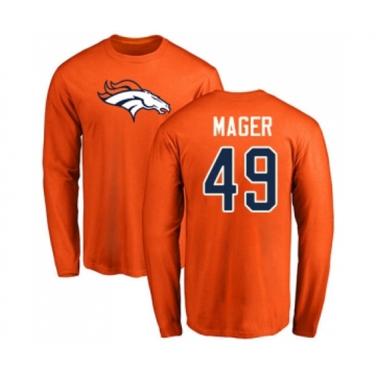 Football Denver Broncos #49 Craig Mager Orange Name & Number Logo Long Sleeve T-Shirt - Vujersey Los Angeles Rams