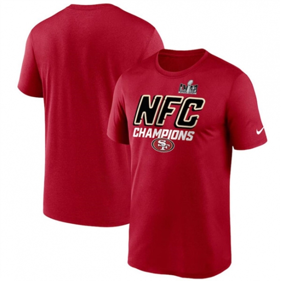 Men's San Francisco 49ers Scarlet 2023 NFC Champions Iconic T-Shirt - Vujersey Los Angeles Rams