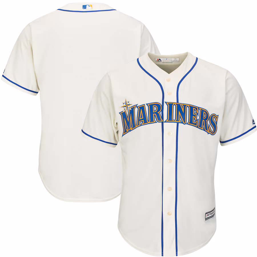 Men's Seattle Mariners Majestic Cream Alternate Cool Base Jersey - Vujersey Los Angeles Rams