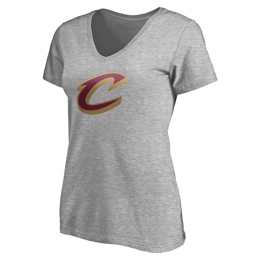 Women's Cleveland Cavaliers Heathered Gray Primary Team Logo V-Neck T-Shirt - Vujersey Los Angeles Rams