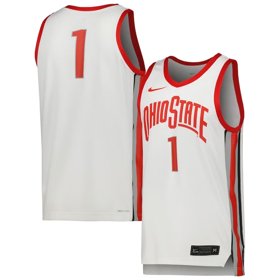 #1 Ohio State Buckeyes Nike Team Replica Basketball Jersey - White - Vujersey Los Angeles Rams