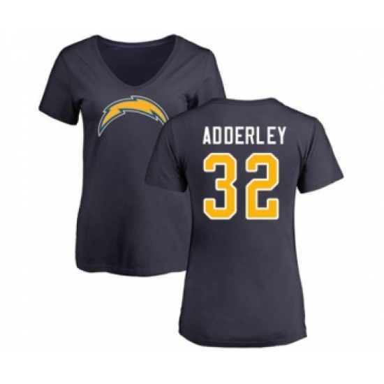 Football Women's Los Angeles Chargers #32 Nasir Adderley Navy Blue Name & Number Logo T-Shirt - Vujersey Los Angeles Rams