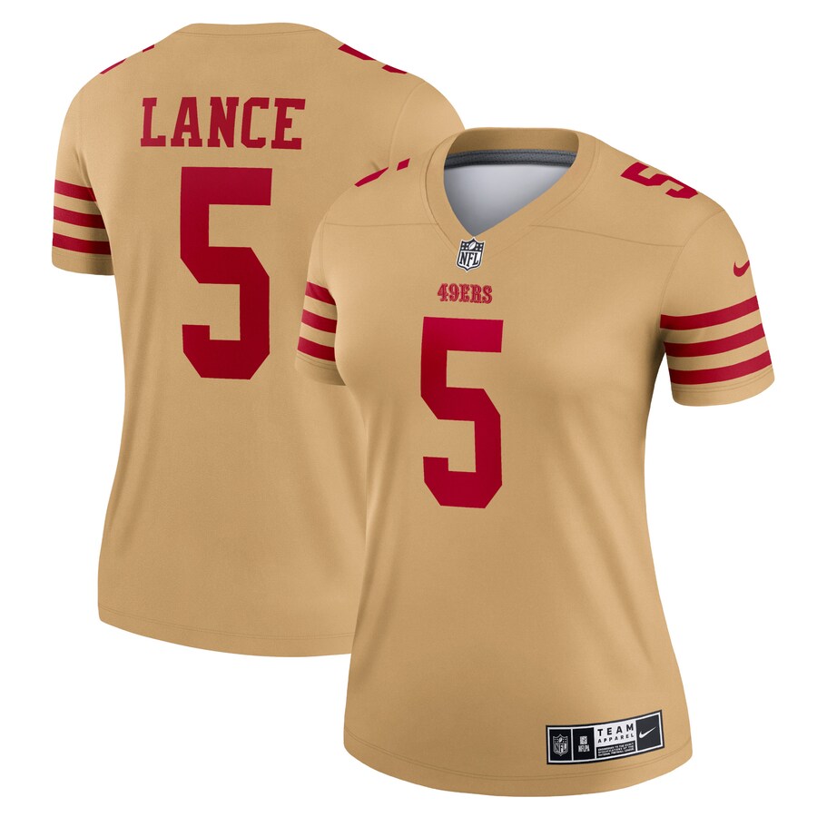 Women's San Francisco 49ers Trey Lance Nike Gold Inverted Legend Player Performance Top - Vujersey Los Angeles Rams