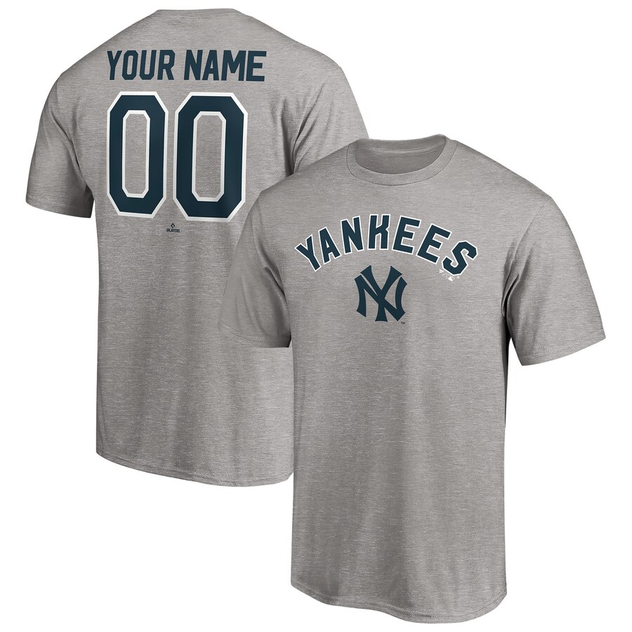 Men's New York Yankees Heathered Gray Cooperstown Winning Streak Alternate Personalized Name & Number T-Shirt - Vujersey Los Angeles Rams