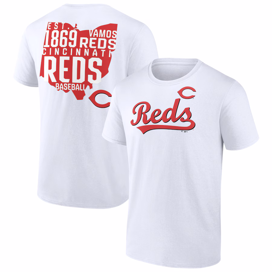 Men's Cincinnati Reds White Hot Shot T-Shirt - Vujersey Los Angeles Rams
