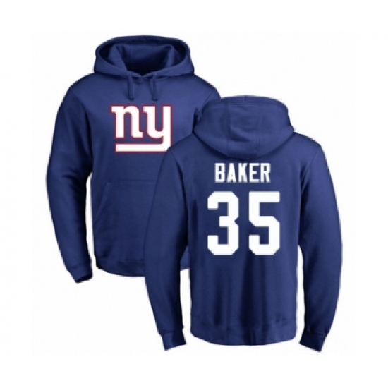 Football New York Giants #35 Deandre Baker Royal Blue Name & Number Logo Pullover Hoodie - Vujersey Los Angeles Rams
