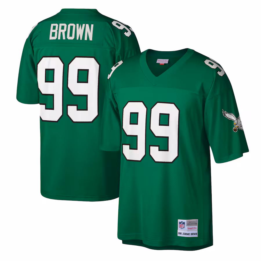 Men's Philadelphia Eagles Jerome Brown Mitchell & Ness Kelly Green Legacy Replica Jersey - Vujersey Los Angeles Rams