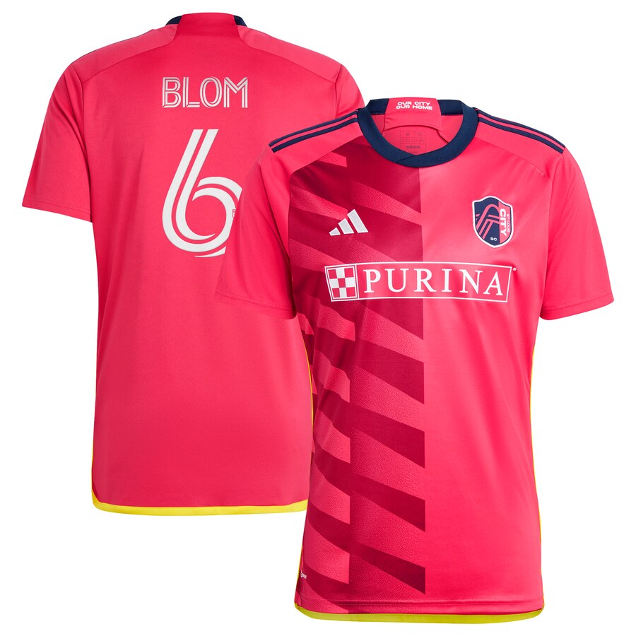Men's St. Louis City SC Njabulo Blom adidas Red 2023 CITY Kit Replica Jersey - Vujersey Los Angeles Rams