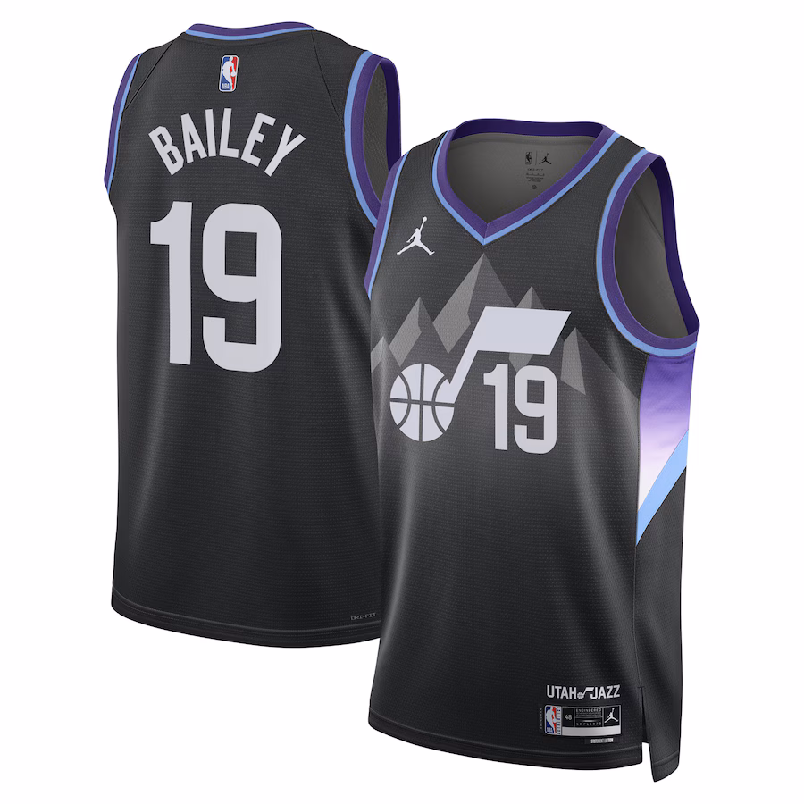 Unisex Utah Jazz Ace Bailey Jordan Brand Black Swingman Player Jersey - Statement Edition - Vujersey Los Angeles Rams