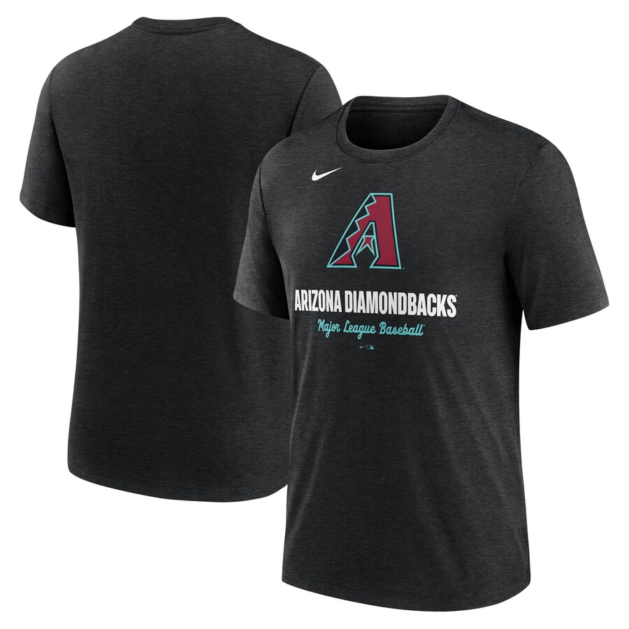 Men's Arizona Diamondbacks Nike Heather Black Logo Tri-Blend T-Shirt - Vujersey Los Angeles Rams