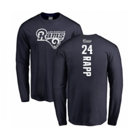 Football Los Angeles Rams #24 Taylor Rapp Navy Blue Backer Long Sleeve T-Shirt - Vujersey Los Angeles Rams