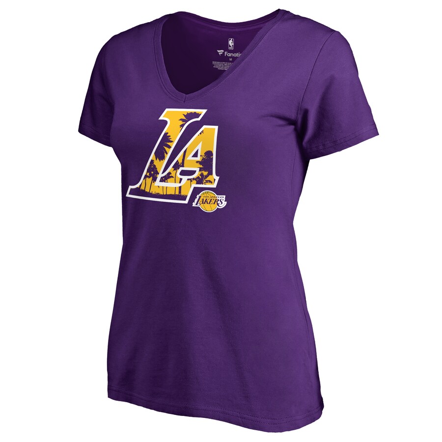 Women's Los Angeles Lakers Purple Sunset Blvd Hometown Collection T-Shirt - Vujersey Los Angeles Rams