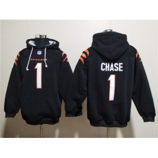 Men's Cincinnati Bengals #1 Ja'Marr Chase Black Pullover Hoodie - Vujersey Los Angeles Rams